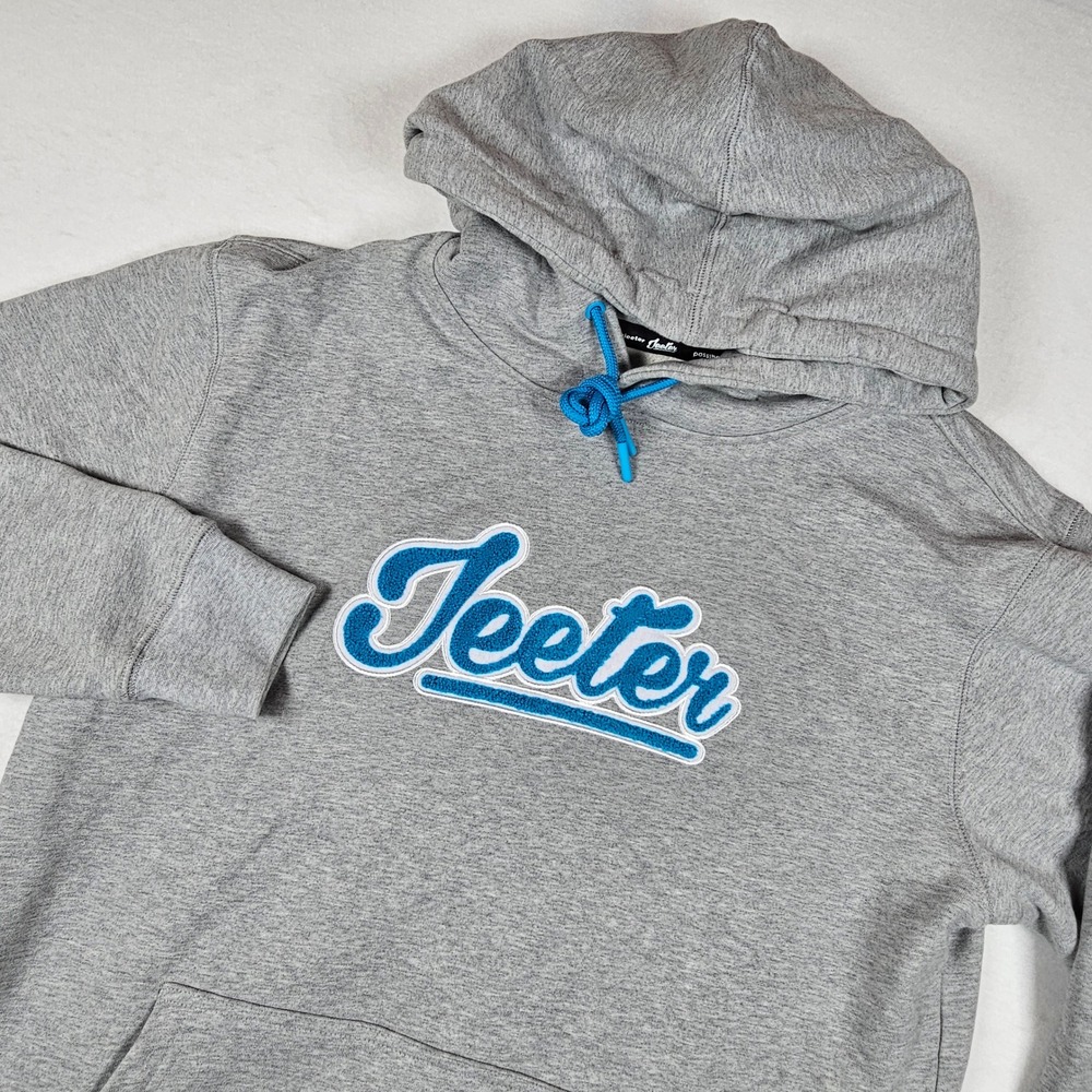 Jeeter Cannabis Apperal Mens Heather Gray Chenille Logo Sweatshirt Hoodie Large